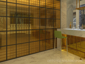 бесцветные и цветные стены и перегородки из стеклоблоков